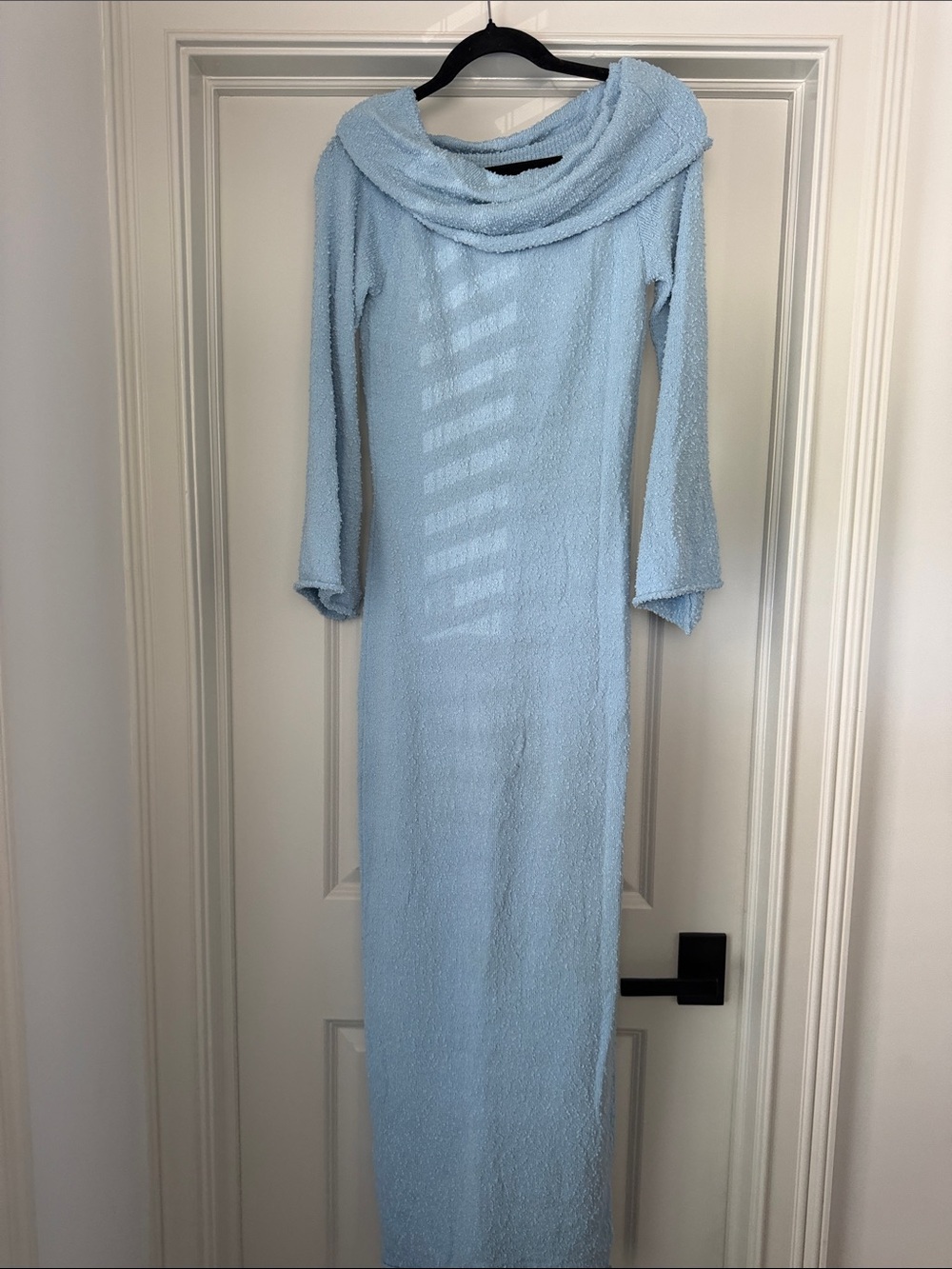 Elegant Light Blue Maxi Dress with Cowl Neck